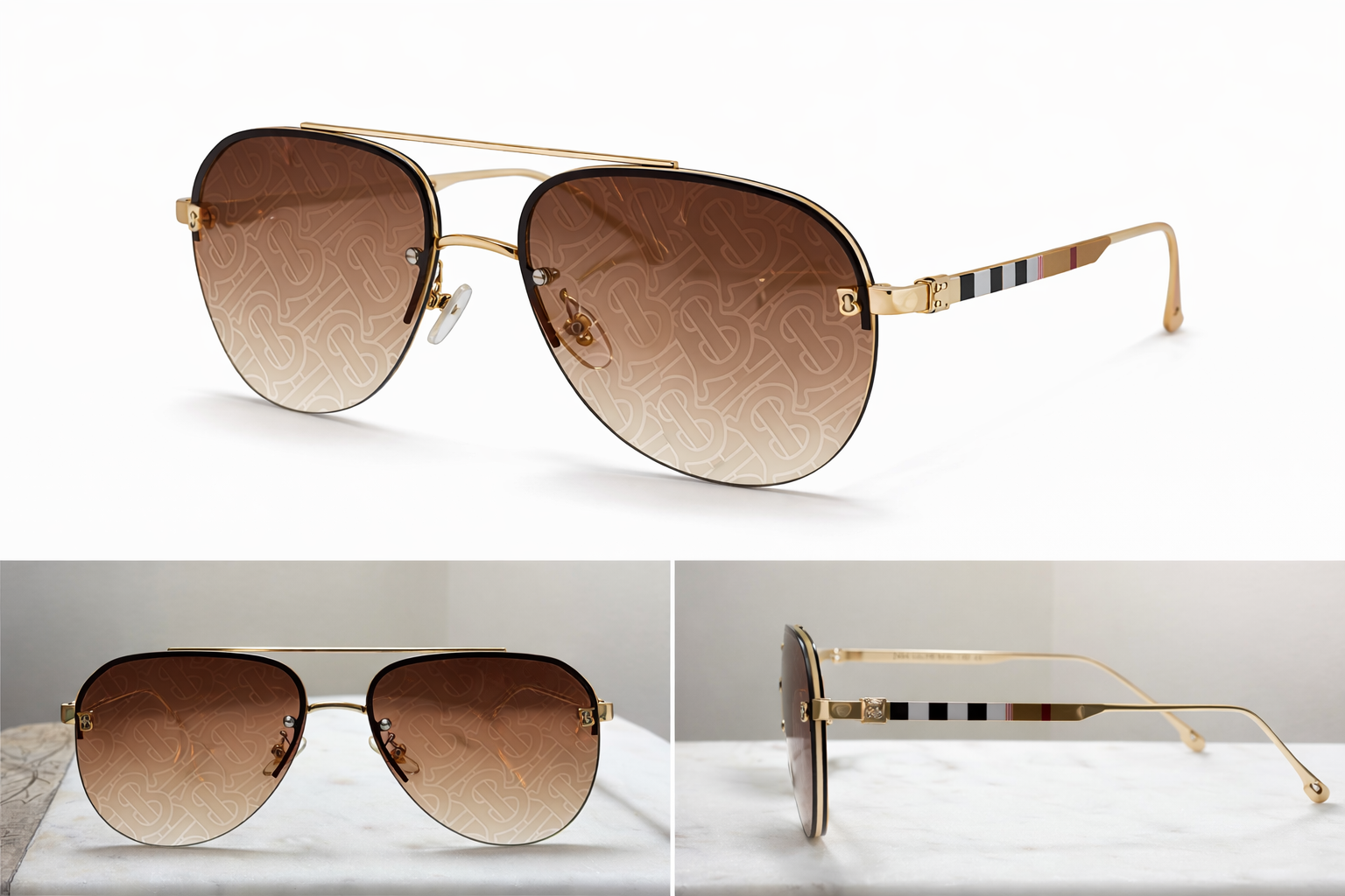 Unisex Gold Aviator Sunglasses