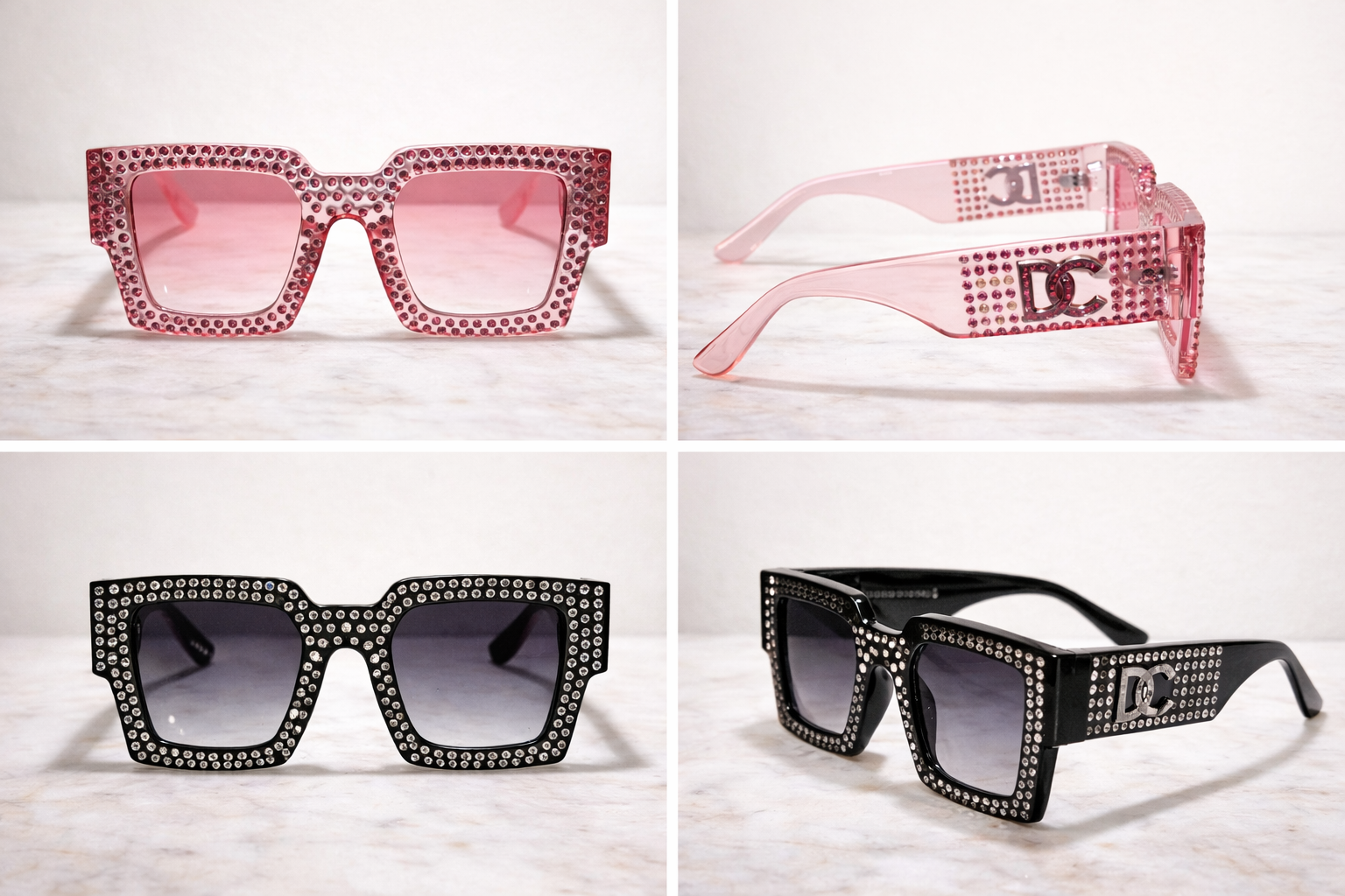 Rhinestone Square Statement Sunglasses