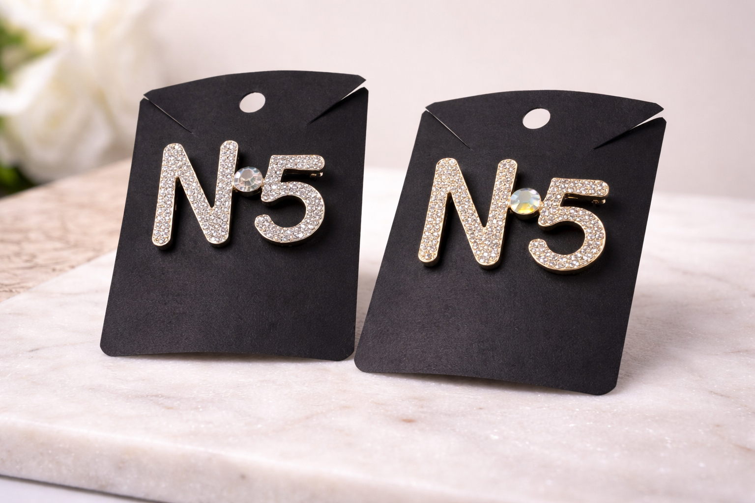 Rhinestone “N°5” Statement Brooch