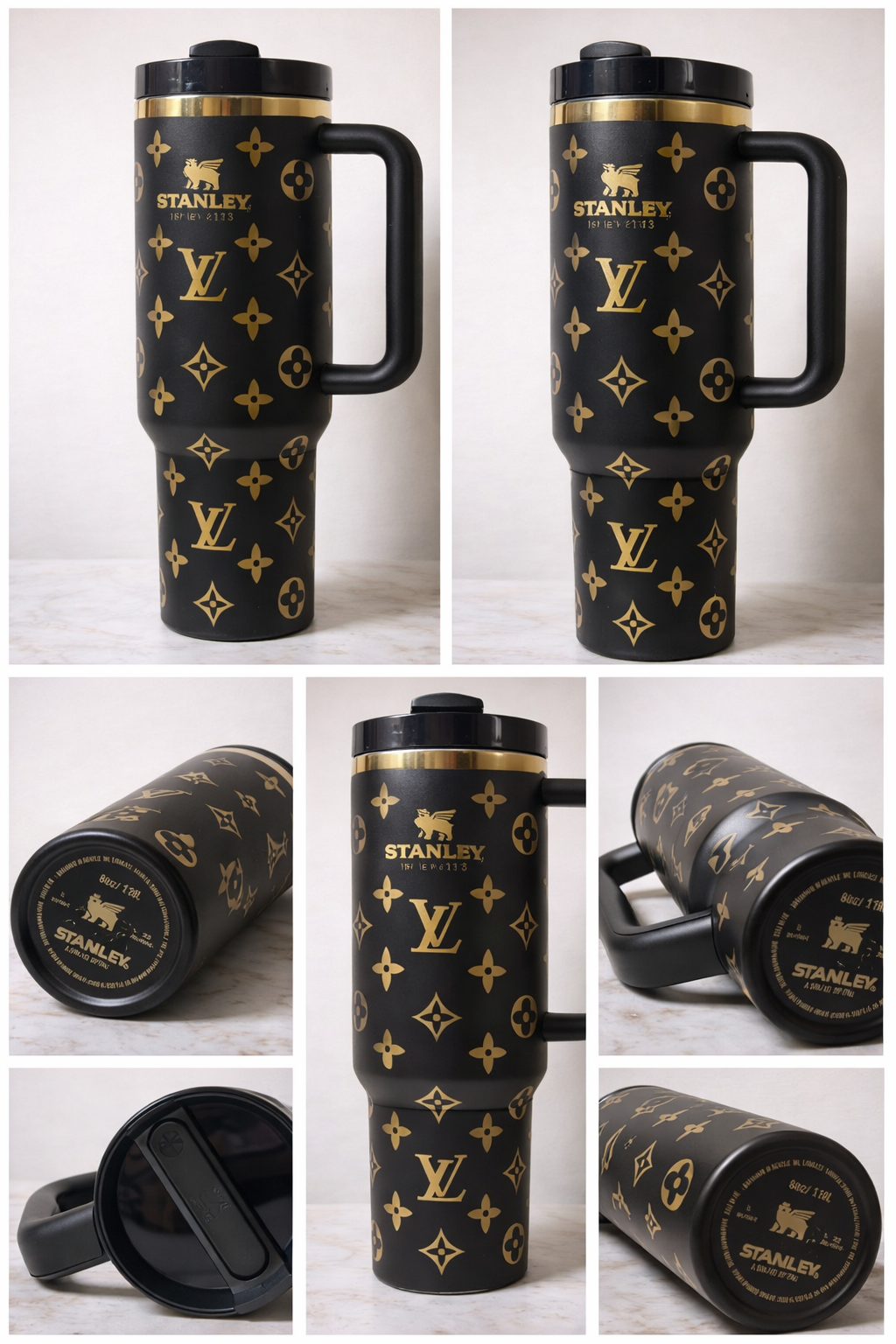 40oz Luxury-Inspired Insulated Tumbler with Handle