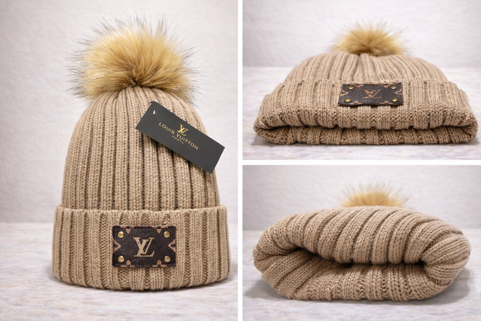 Ribbed Knit Pom Beanie