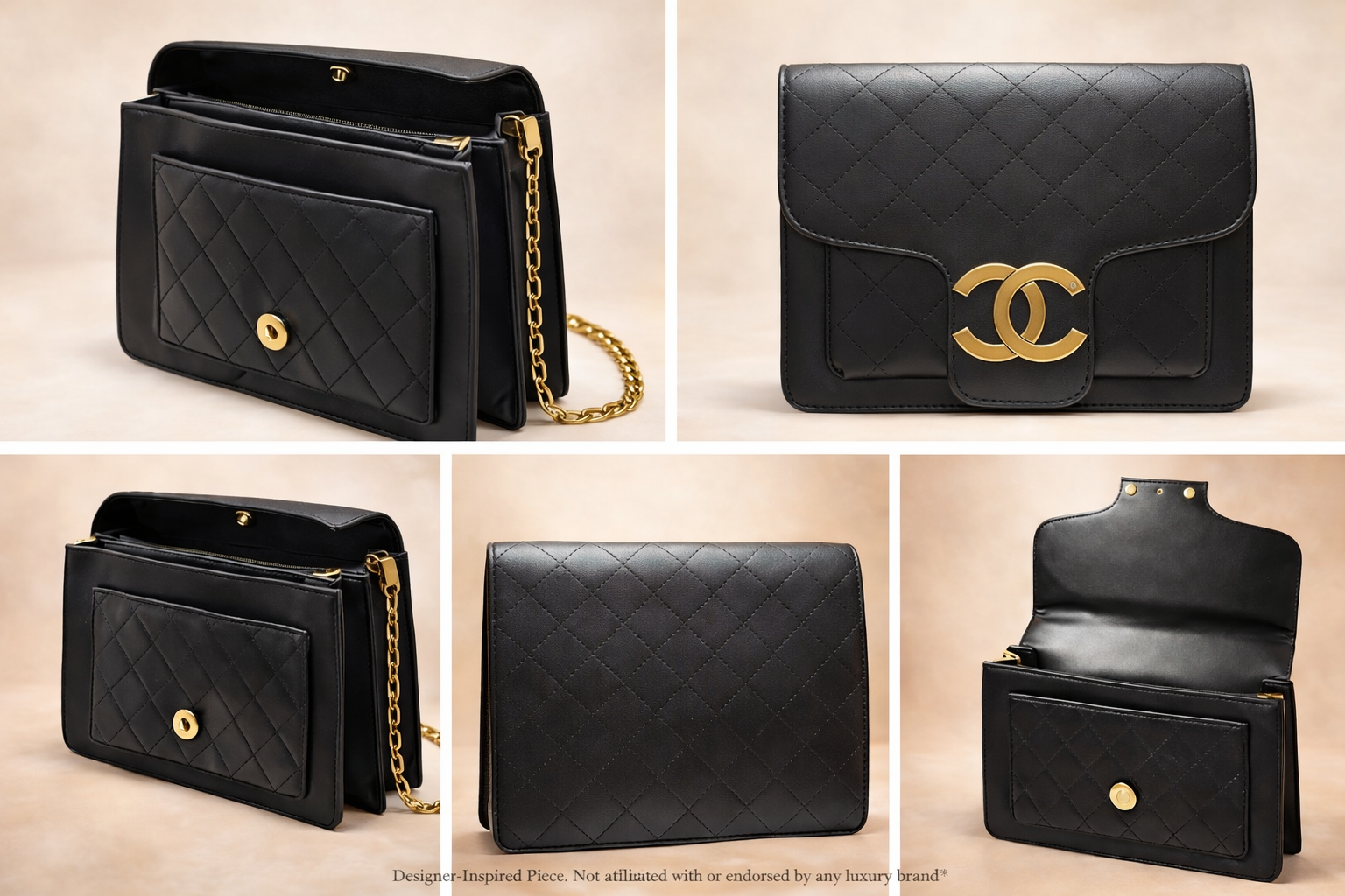Designer-Inspired Quilted Crossbody Bag